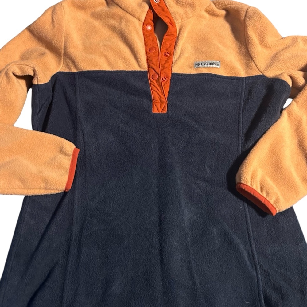 Columbia Women's Zip Up Sweater - Peach and Navy